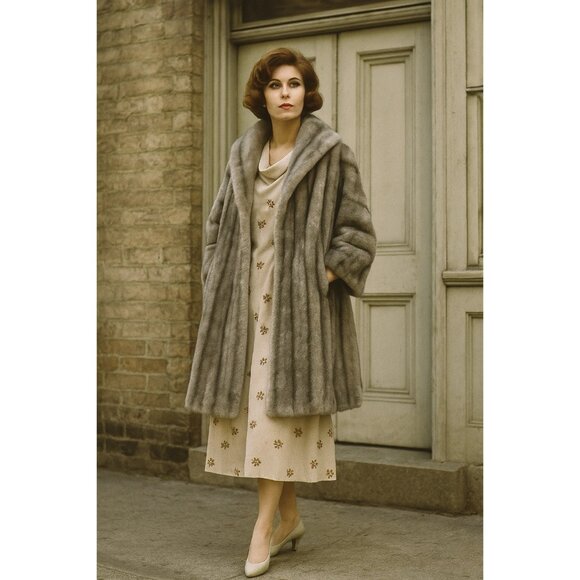 formal retro mink-o-rama glam regency gray S M - Picture 3 of 10